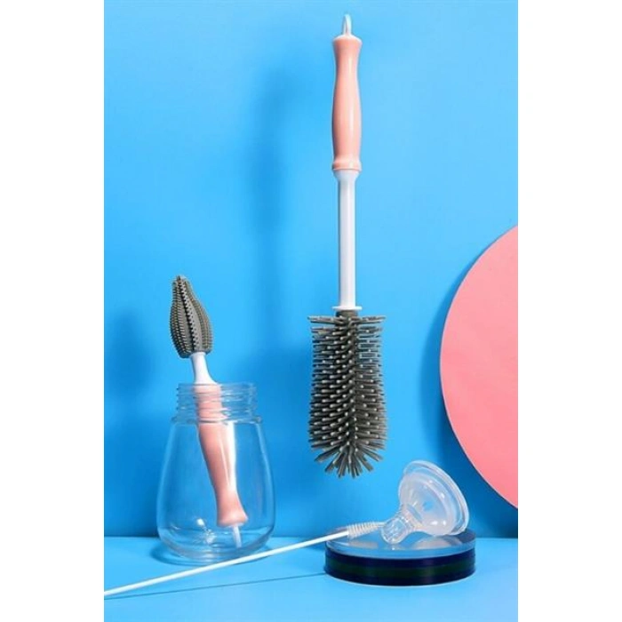 TUFEYO Silikon Uçlu Ekstra Yumuşak Kıllı Sağlam Kavanoz Bardak  Şişe Ve Biberon Temizleme Fırçası