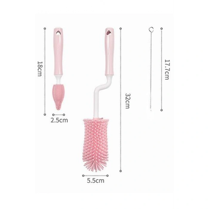 TUFEYO Silikon Uçlu Ekstra Yumuşak Kıllı Sağlam Kavanoz Bardak  Şişe Ve Biberon Temizleme Fırçası