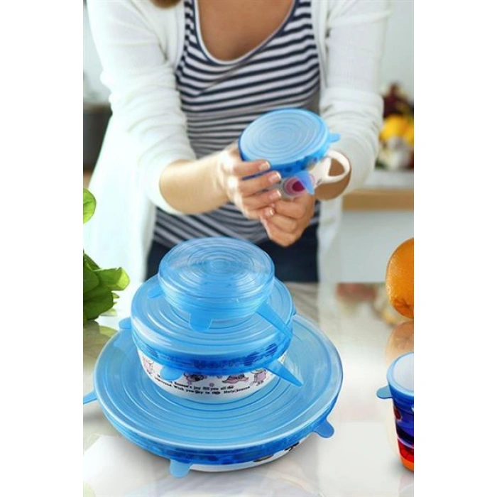 TUFEYO Tazeliği Koruyan 6lı Silikon Streç Gıda Saklama Koruma Kapakları