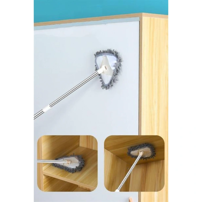 TUFEYO Teleskopik Saplı 150 cm Üçgen Mop Cam Duvar Tavan Fayans Parke Temizleyici Mop