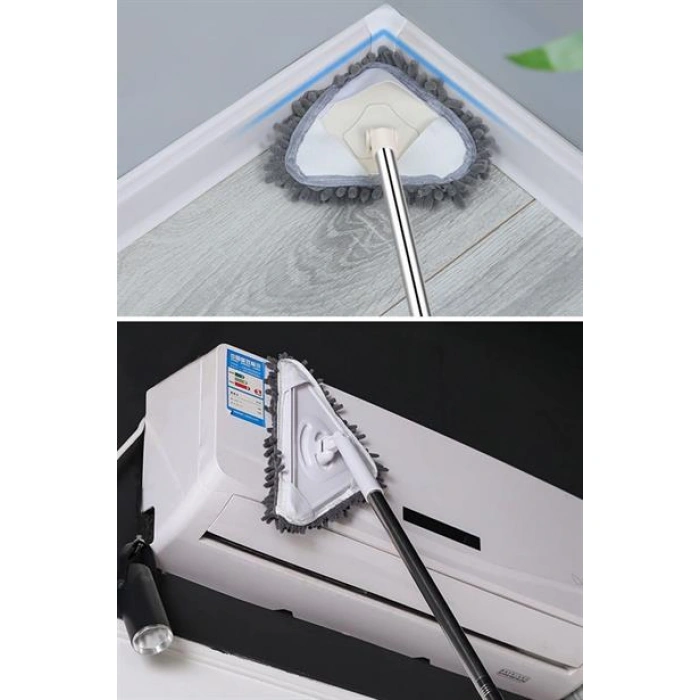 TUFEYO Teleskopik Saplı 150 cm Üçgen Mop Cam Duvar Tavan Fayans Parke Temizleyici Mop