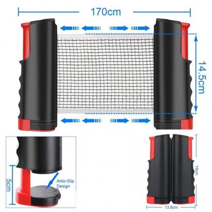 TUFEYO Teleskopik Taşınabilir Kaymaz Ping Pong Masa Tenisi Filesi Aparatı