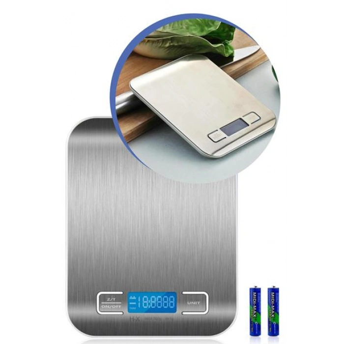 TUFEYO TF 1002 Hassas Ölçümlü  Maksimum 5 Kg Kapasiteli Led Ekran Platin Dijital Mutfak Tartısı