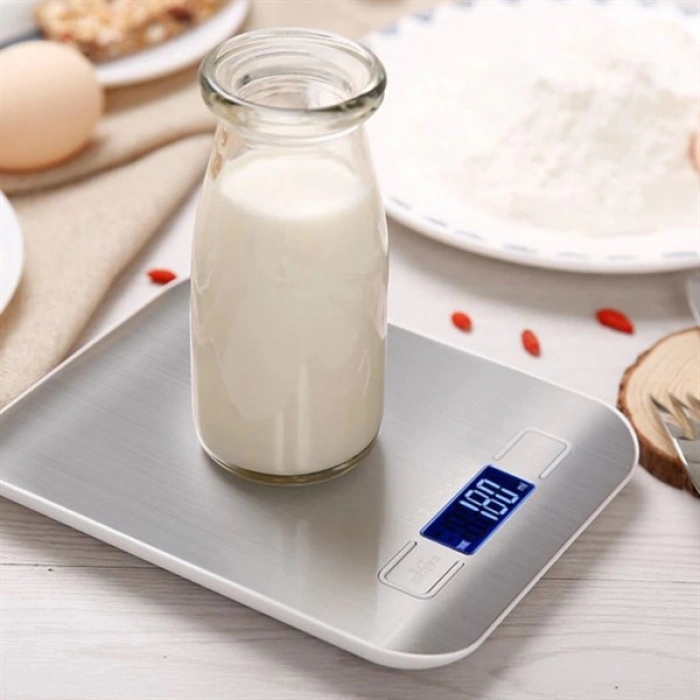TUFEYO TF 1002 Hassas Ölçümlü  Maksimum 5 Kg Kapasiteli Led Ekran Platin Dijital Mutfak Tartısı