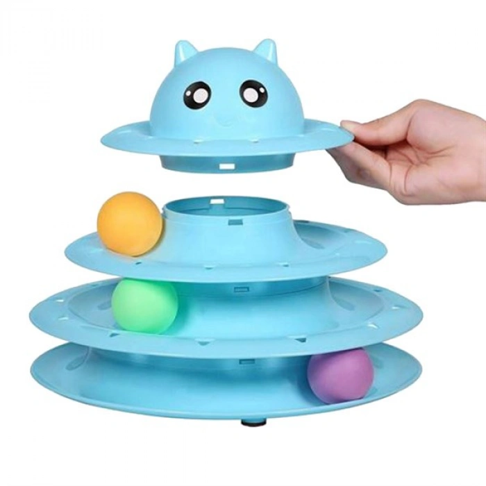 TUFEYO Tower Of Tracks Eğlenceli Üç Katlı Kedi Oyuncağı Seti Kedi Oyunu