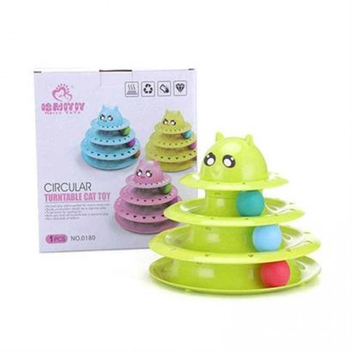 TUFEYO Tower Of Tracks Eğlenceli Üç Katlı Kedi Oyuncağı Seti Kedi Oyunu