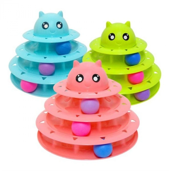 TUFEYO Tower Of Tracks Eğlenceli Üç Katlı Kedi Oyuncağı Seti Kedi Oyunu