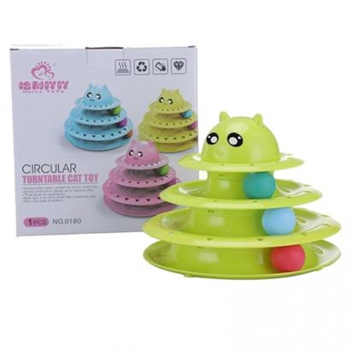 TUFEYO Tower Of Tracks Eğlenceli Üç Katlı Kedi Oyuncağı Seti Kedi Oyunu