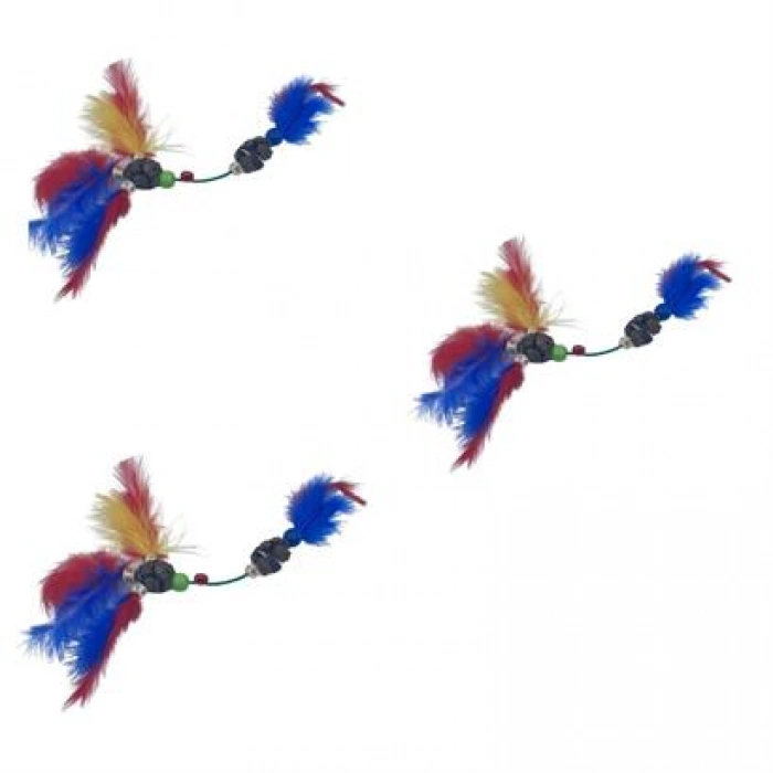 TUFEYO Tüylü Tahta Boncuklu Zilli Kedi Oyuncağı Çok Renkli Kedi Oyuncak