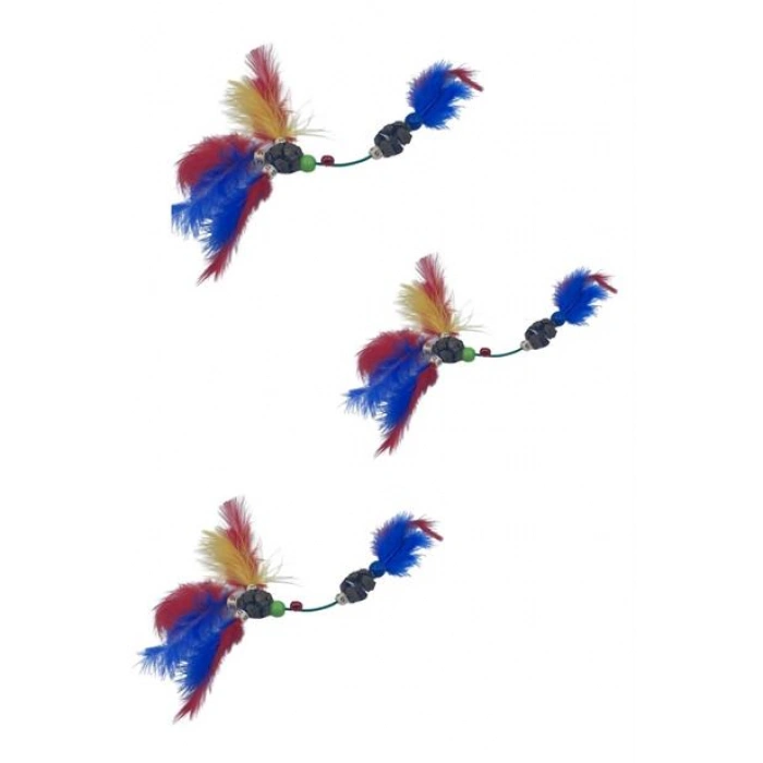 TUFEYO Tüylü Tahta Boncuklu Zilli Kedi Oyuncağı Çok Renkli Kedi Oyuncak