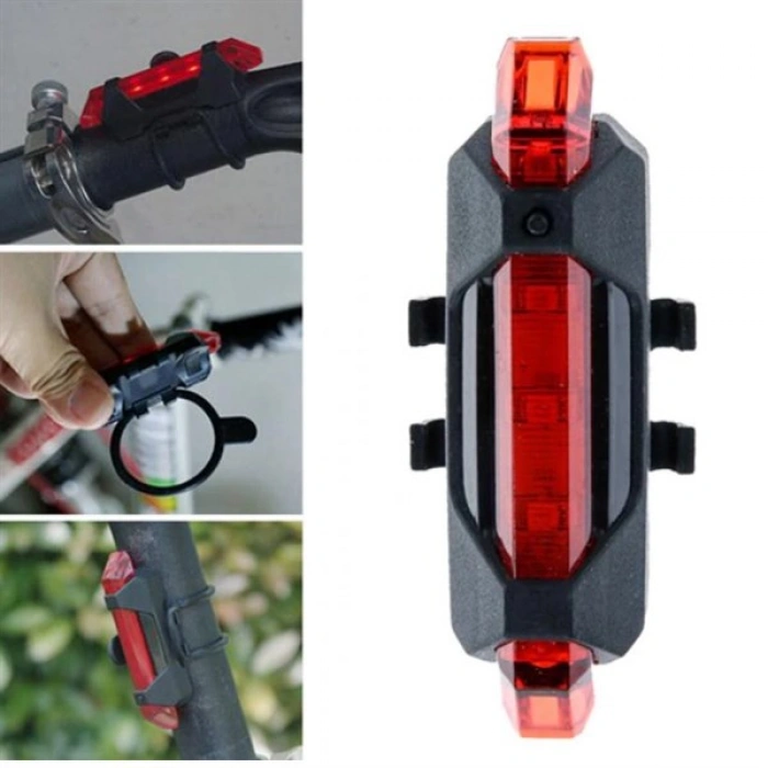 TUFEYO Usb Şarj Edilebilir Parlak Bisiklet Led Lamba Su Geçirmez Güvenlik Uyarı Arka Lamba Işığı