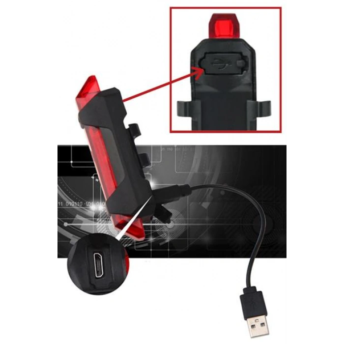 TUFEYO Usb Şarj Edilebilir Parlak Bisiklet Led Lamba Su Geçirmez Güvenlik Uyarı Arka Lamba Işığı