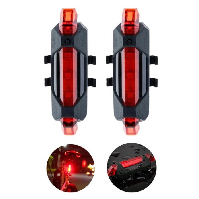 TUFEYO Usb Şarj Edilebilir Parlak Bisiklet Led Lamba Su Geçirmez Güvenlik Uyarı Arka Lamba Işığı