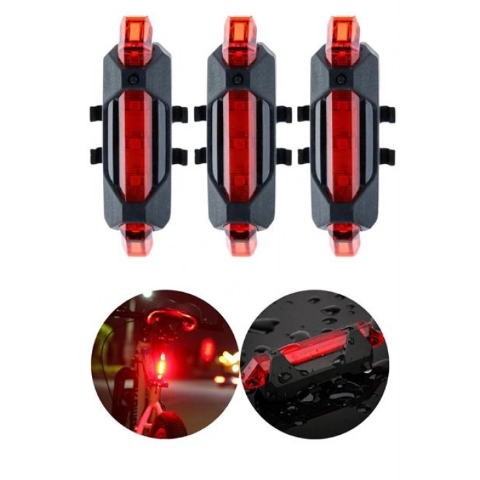 TUFEYO Usb Şarj Edilebilir Parlak Bisiklet Led Lamba Su Geçirmez Güvenlik Uyarı Arka Lamba Işığı