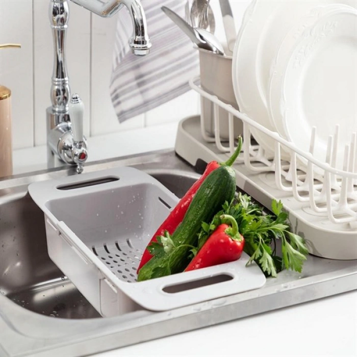 TUFEYO Uzayıp Kısalabilen Ayarlanabilir Plastik Lavabo Mutfak Süzgeci