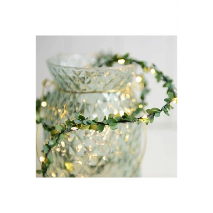 TUFEYO Yapraklı Dekorlu 3 Metre Peri Led Pilli  Işık Yılbaşı Aydınlatma