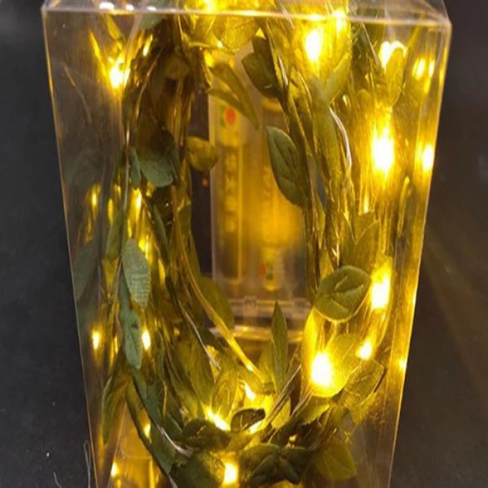 TUFEYO Yapraklı Dekorlu 3 Metre Peri Led Pilli  Işık Yılbaşı Aydınlatma