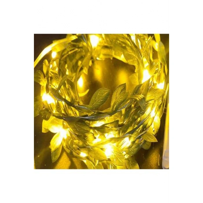 TUFEYO Yapraklı Dekorlu 3 Metre Peri Led Pilli  Işık Yılbaşı Aydınlatma