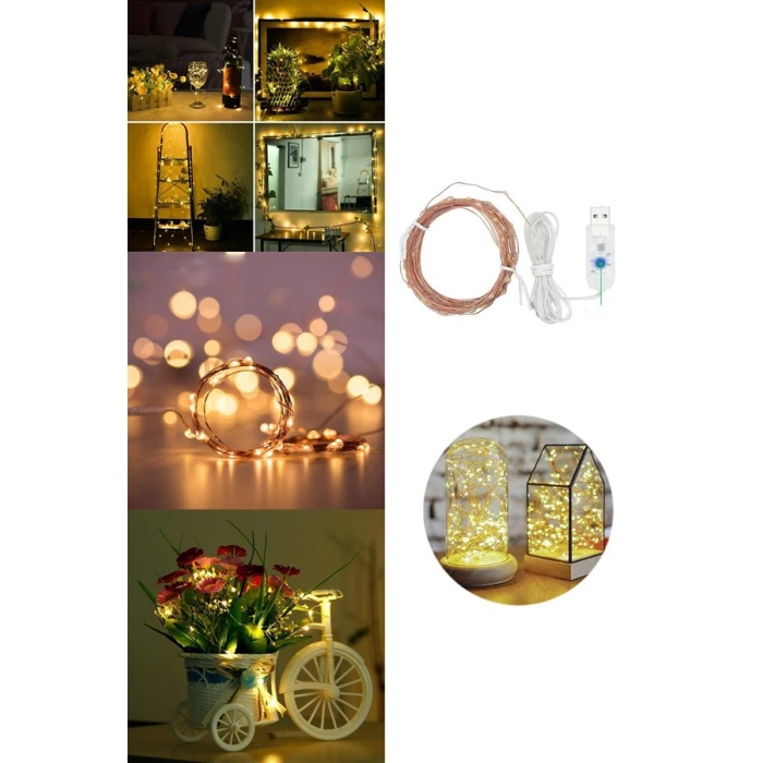 TUFEYO Yılbaşı ve Özel Konsept Dekorasyon 5 Mt USB Bağlantılı Led Işık