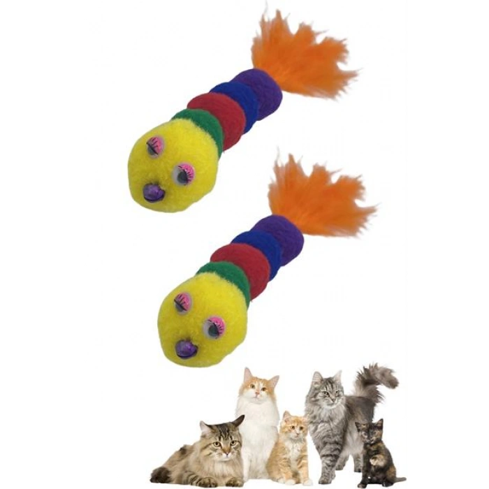 TUFEYO Yumuşacık İpli Tırtıl Şeklinde Rengarenk Sevimli Evcil Hayvan Oyuncağı