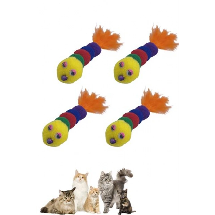 TUFEYO Yumuşacık İpli Tırtıl Şeklinde Rengarenk Sevimli Evcil Hayvan Oyuncağı