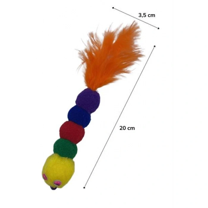 TUFEYO Yumuşacık İpli Tırtıl Şeklinde Rengarenk Sevimli Evcil Hayvan Oyuncağı