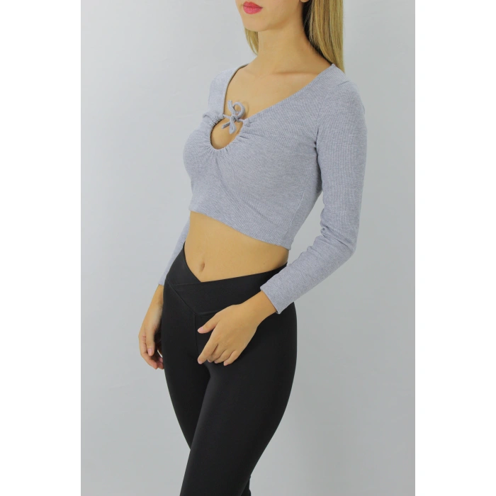 Gitilli Dekolteli Bluz Gri - 98797