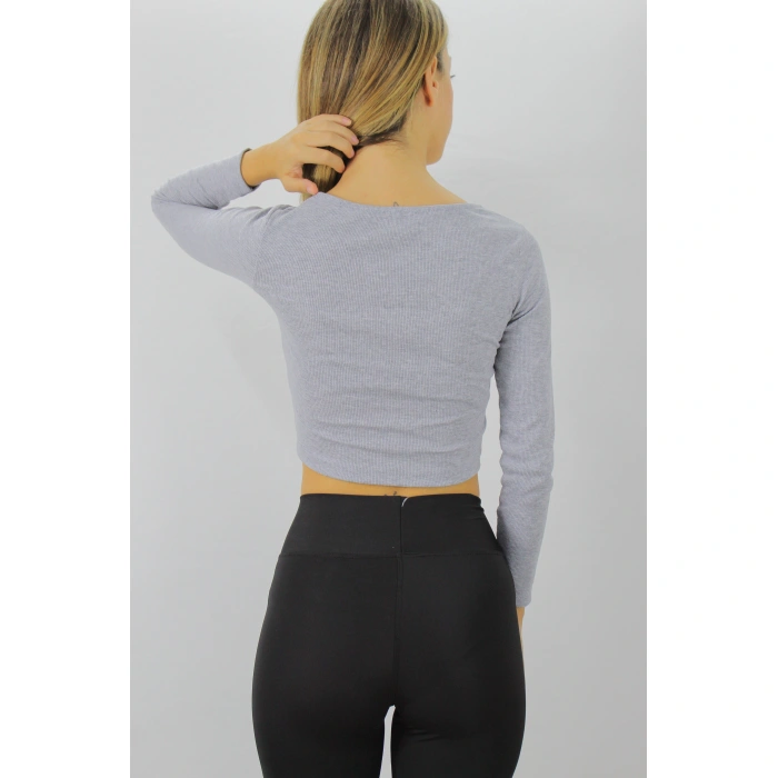 Gitilli Dekolteli Bluz Gri - 98797