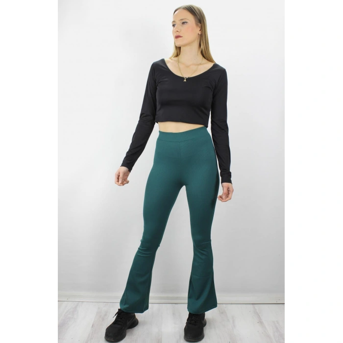 İspanyol Paça Fitilli Tayt Yeşil - 1634.1250.