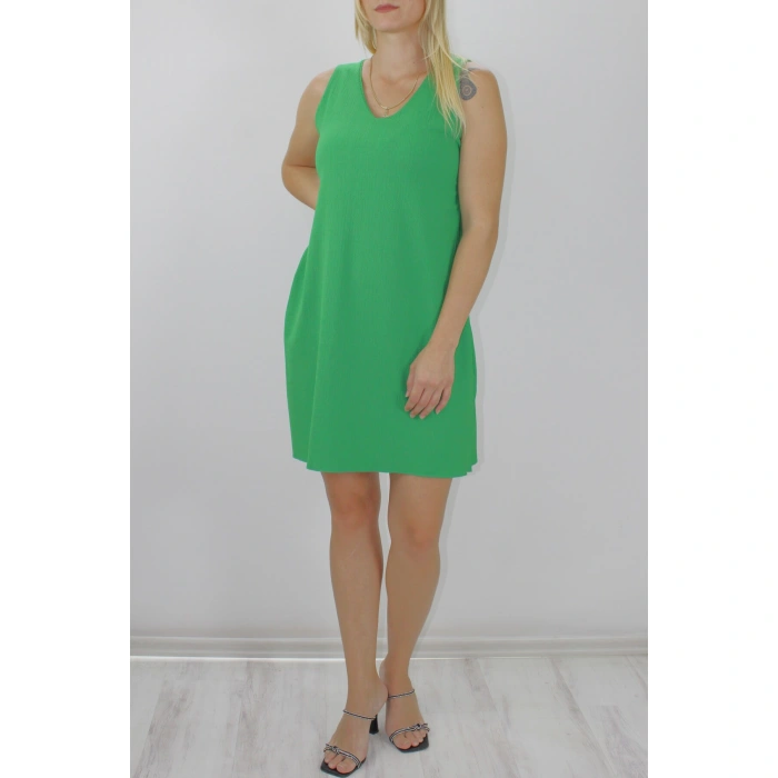 Krinkıl V Yaka Elbise Yeşil - 128.275.