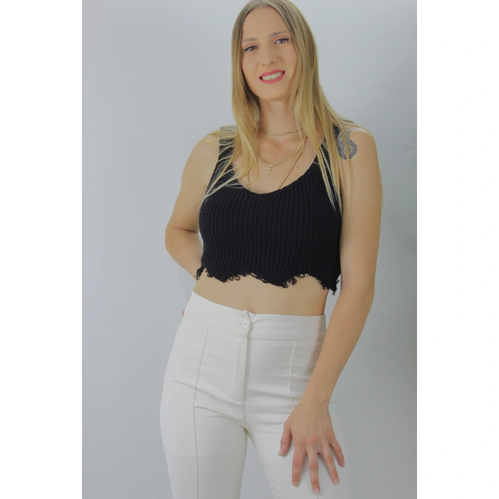 Örme Kolsuz Bayan Triko Siyah - 106469
