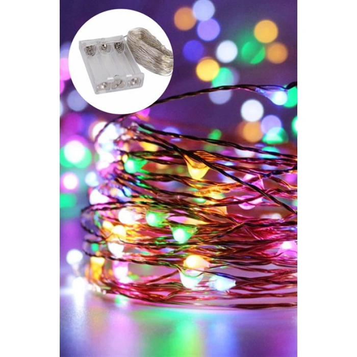TUFEYO Pilli Renkli Peri Led Işık Dekoratif Aydınlatma 5 Metre RGB Led