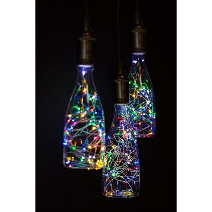 TUFEYO Pilli Renkli Peri Led Işık Dekoratif Aydınlatma 5 Metre RGB Led