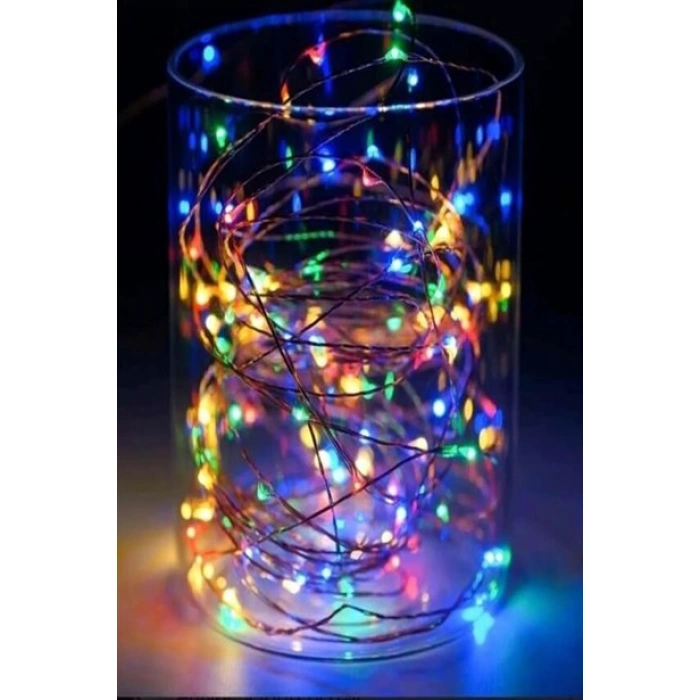 TUFEYO Pilli Renkli Peri Led Işık Dekoratif Aydınlatma 5 Metre RGB Led