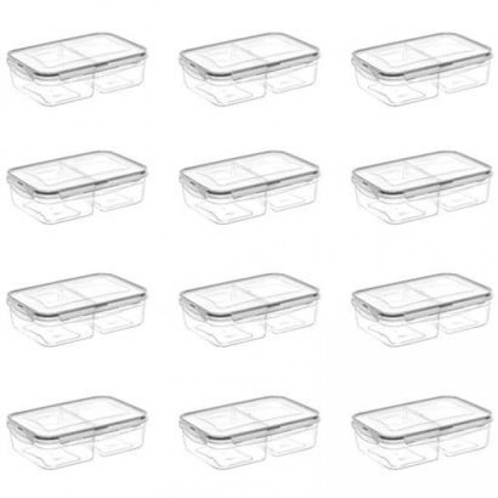 TUFEYO 2 Bölmeli Sızdırmaz Contalı Kilitli Kapaklı 1 Litre Erzak Saklama Kabı -LC505