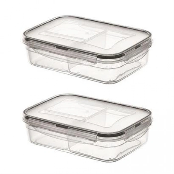 TUFEYO 3 Bölmeli Kilitli Kapaklı 1 Litre Erzak Saklama Kabı LC-510