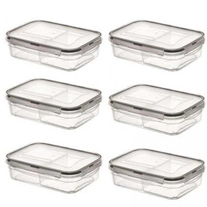 TUFEYO 3 Bölmeli Kilitli Kapaklı 1 Litre Erzak Saklama Kabı LC-510