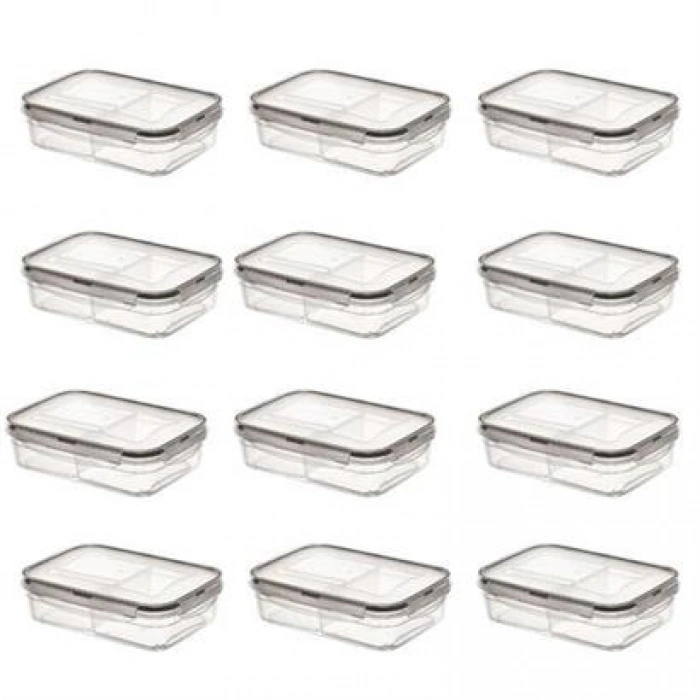 TUFEYO 3 Bölmeli Kilitli Kapaklı 1 Litre Erzak Saklama Kabı LC-510