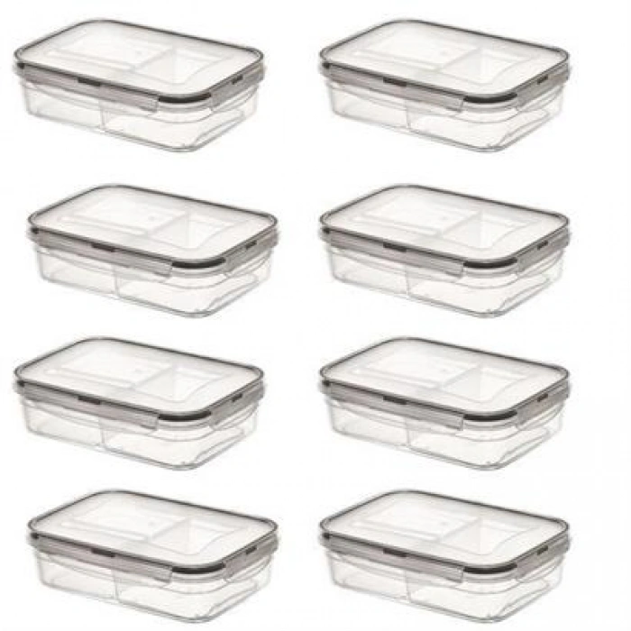 TUFEYO 3 Bölmeli Kilitli Kapaklı 1 Litre Erzak Saklama Kabı LC-510