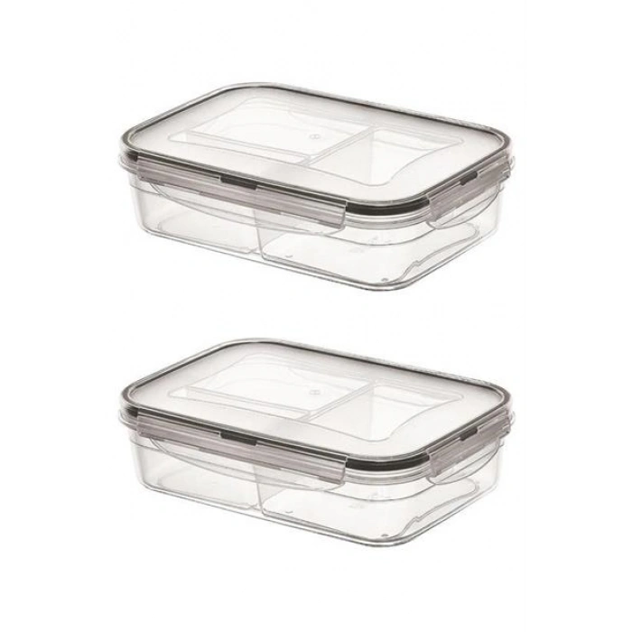 TUFEYO 3 Bölmeli Kilitli Kapaklı 1 Litre Erzak Saklama Kabı LC-510