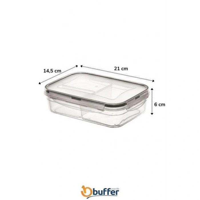 TUFEYO 3 Bölmeli Kilitli Kapaklı 1 Litre Erzak Saklama Kabı LC-510