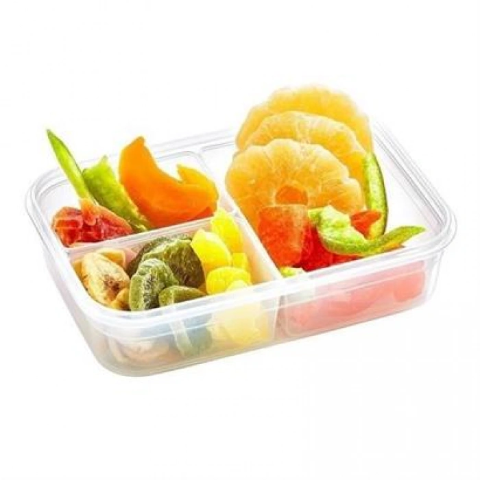 TUFEYO 3 Bölmeli Kilitli Kapaklı 1 Litre Erzak Saklama Kabı LC-510