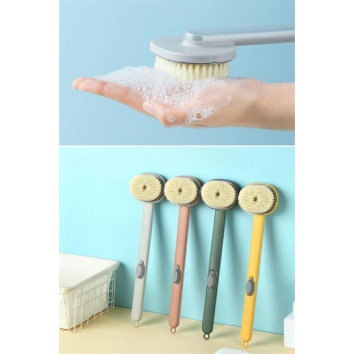 TUFEYO  Duş Jeli Hazneli Uzun Saplı Banyo Sırt Fırçası