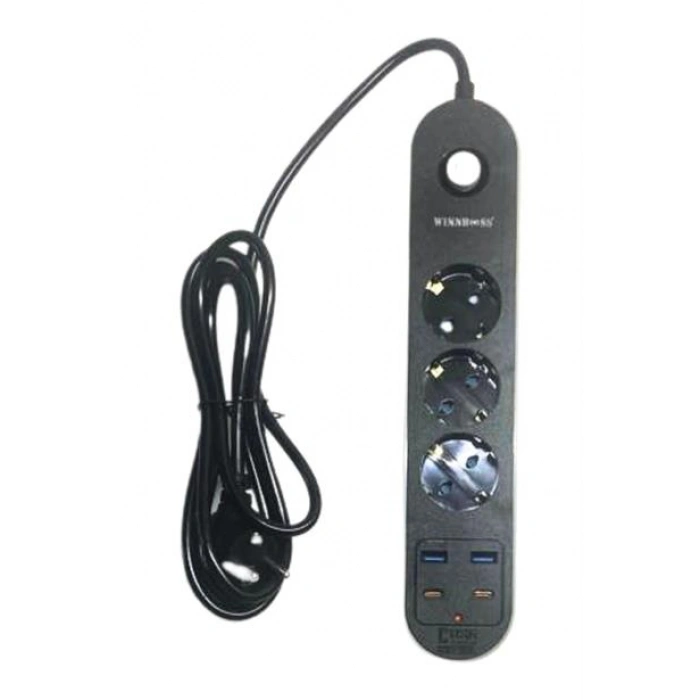 TUFEYO Isıya Dayanıklı Termal Akım Korumalı 3 Priz Girişli 2 USB Girişli 2 TYPE-C Girişli Pirz