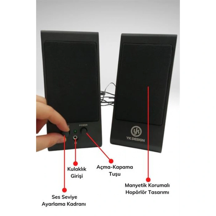 TUFEYO Kablolu Aux Girişli Her PC Uyumlu  1+1 HiFi Ses Sistemi Stereo Multimedya Dijital Hoparlör