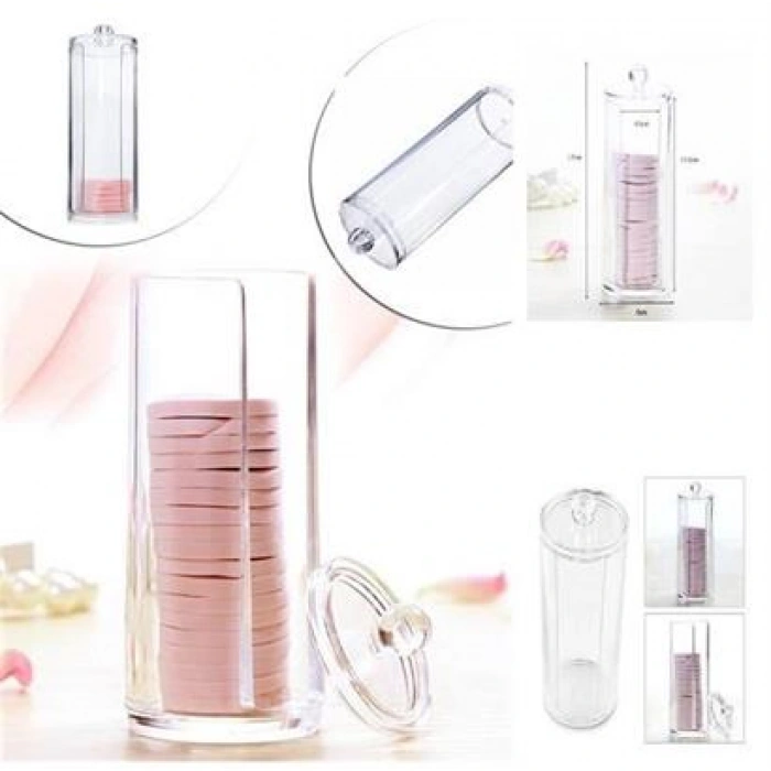 TUFEYO Kapaklı Makyaj Pamuğu Düzenleyici Organizer Şeffaf Pamukluk