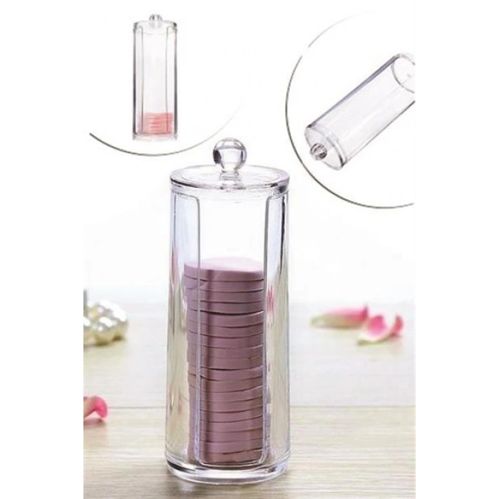 TUFEYO Kapaklı Makyaj Pamuğu Düzenleyici Organizer Şeffaf Pamukluk