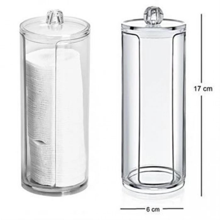 TUFEYO Kapaklı Makyaj Pamuğu Düzenleyici Organizer Şeffaf Pamukluk