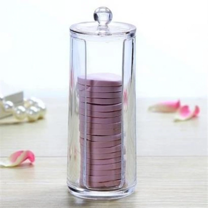 TUFEYO Kapaklı Makyaj Pamuğu Düzenleyici Organizer Şeffaf Pamukluk