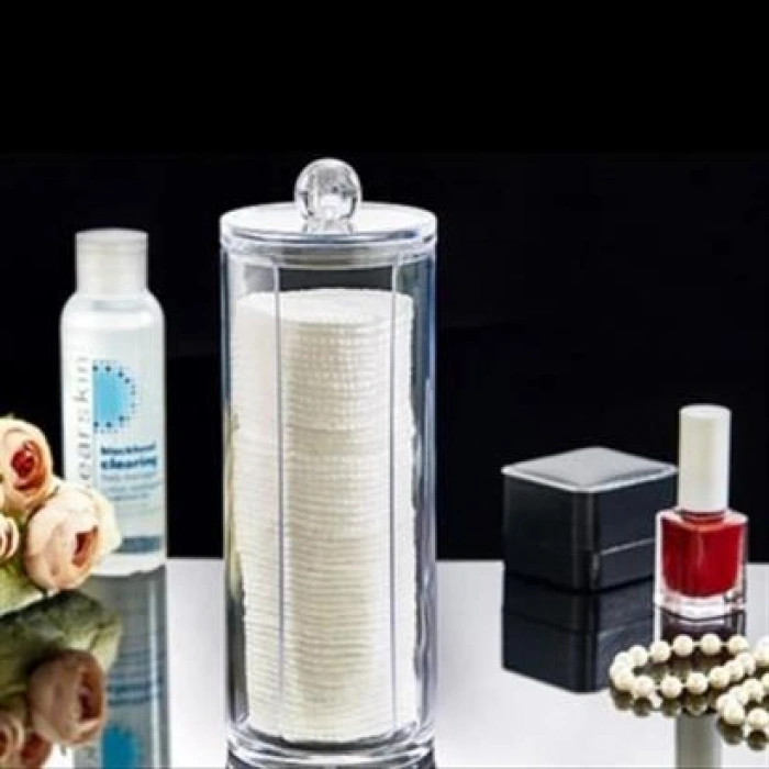 TUFEYO Kapaklı Makyaj Pamuğu Düzenleyici Organizer Şeffaf Pamukluk